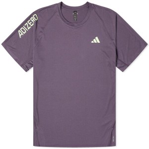 アディダス メンズ Tシャツ トップス Adidas Adizero Running T-shirt Aurora Black & Green Spark