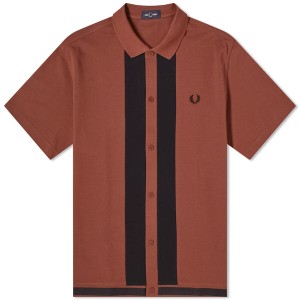 フレッドペリー メンズ ポロシャツ トップス Fred Perry Panel Polo Shirt Whisky Brown