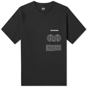 サロモン メンズ Tシャツ トップス Salomon Globe Graphic SS Tee Deep Black