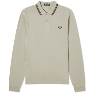 フレッドペリー メンズ ポロシャツ トップス Fred Perry Long Sleeve Twin Tipped Polo Warm Grey & Brick