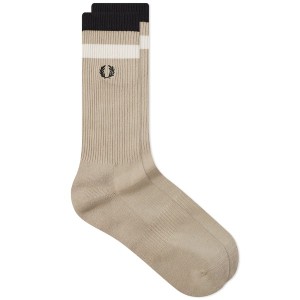 フレッドペリー メンズ 靴下 アンダーウェア Fred Perry Bold Tipped Socks Oatmeal & Black