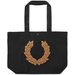 フレッドペリー メンズ トートバッグ バッグ Fred Perry Laurel Wreath Canvas Tote Bag Black & Warm Stone