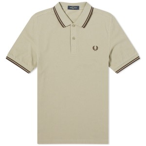 フレッドペリー メンズ ポロシャツ トップス Fred Perry Twin Tipped Polo Warm Grey & Brick