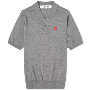 コム・デ・ギャルソン メンズ ポロシャツ トップス Comme des Garcons Play Knit Polo Grey