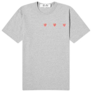 コム・デ・ギャルソン メンズ Tシャツ トップス Comme des Garcons Play 3 Heart T-Shirt Grey