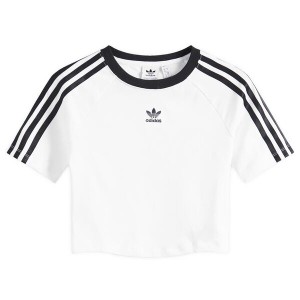 アディダス レディース Tシャツ トップス Adidas 3 Stripe Baby T-Shirt White