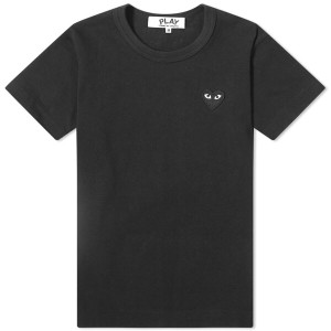 コム・デ・ギャルソン レディース Tシャツ トップス Comme des Garcons Play Women's Basic Logo T-Shirt Black & Black