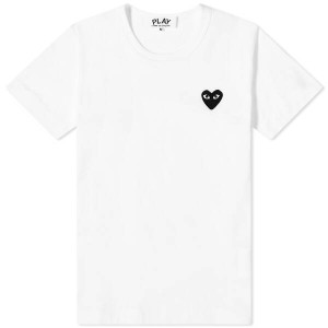 コム・デ・ギャルソン レディース Tシャツ トップス Comme des Garcons Play Women's Basic Logo Tee White & Black