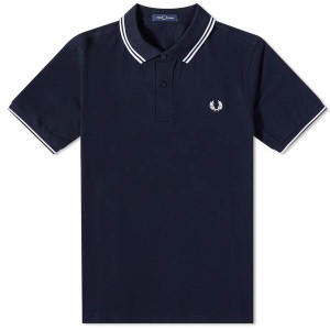 フレッドペリー メンズ ポロシャツ トップス Fred Perry Slim Fit Twin Tipped Polo Navy & White