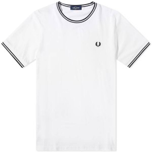 フレッドペリー メンズ Tシャツ トップス Fred Perry Twin Tipped Tee White