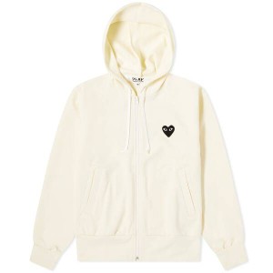 コム・デ・ギャルソン レディース パーカー・スウェット アウター Comme des Garcons Play Women's Black Heart Full Zip Backprin Ivory