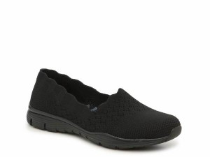 スケッチャーズ レディース スリッポン・ローファー シューズ Seager Scallop Slip-On Sneaker Black