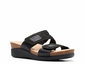 クラークス レディース サンダル シューズ Calenne Maye Wedge Sandal Black Nubuck