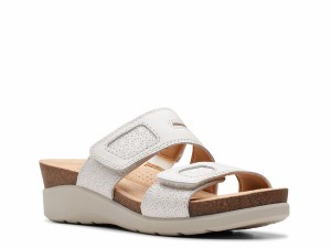 クラークス レディース サンダル シューズ Calenne Maye Wedge Sandal White Leather