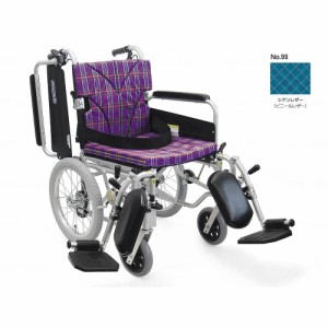 カワムラサイクル 簡易モジュール介助用 低床タイプ 車いす シアンレザー 座幅40cm KA816-40B-LO