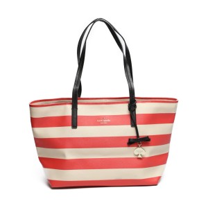 ボーダー  マリン ケイトスペード レッド×ベージュ トートバッグ Kate Spade【SS】【中古】