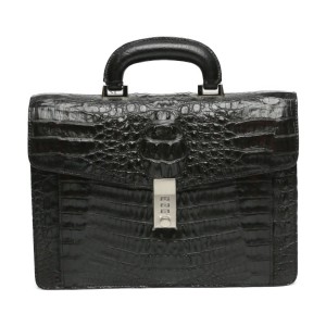 カイマン クロコ ワニ3678 カイマンクロコダイル ブラック セカンドバッグ CAIMAN CROCO【SS】