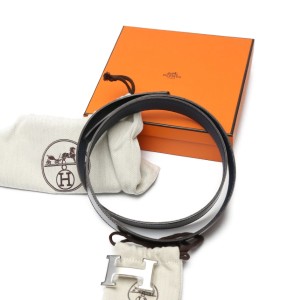 シルバーバックル  Hベルト  コンスタンス エルメス ブラック ベルト HERMES【SS】【中古】