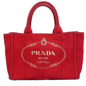 トートバッグ キャンバス カナパトート プラダ レッド トートバッグ PRADA【SS】【中古】