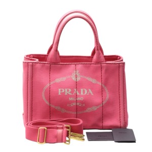 トートバッグ コットンキャンバス カナパミニ1BG439 プラダ ピンク トートバッグ PRADA【SS】【中古】