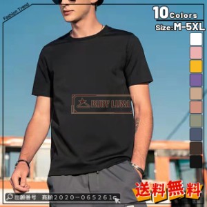 夏新作 父の日 送料無料 新作 Tシャツ メンズ 半袖 トップス 夏 アイスシルク Tシャツ 清涼感 吸汗 速乾 クルーネック 大きめサイズ スポ