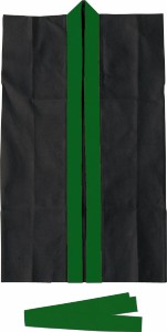 ロングハッピ不織布　黒（緑襟）Ｓ（ハチマキ付）
