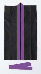 ロングハッピ不織布黒（紫襟）Ｊハチマキ付