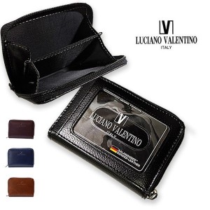 LUCIANO VALENTINO ルチアーノ バレンチノ コンパクト財布 ＆ 定期入れ メンズ luv8008 黒 ブラック 茶色 ブラウン キャメル 紺 ネイビー