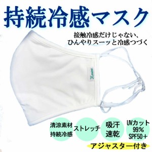 メール便《持続冷感》布製マスク　1枚入／マスク 冷感マスク ひんやり 洗える 夏用マスク 接触冷感 クール 息苦しくない サイズ調整可 ポ