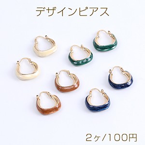 デザインピアス エポ付きピアス フープピアス 21×24mm ゴールド（2ヶ）