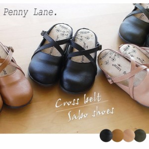 Penny Lane ペニーレーン クロッグサンダル 靴 レディース インヒール 黒 キャメル ピンク カーキー ラウンドトゥ ストラップ 楽ちん 歩