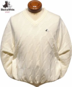 ブラック＆ホワイト セーター メンズ BGF2202KA 手洗い可 Vネックセーター ニット 日本製 L
