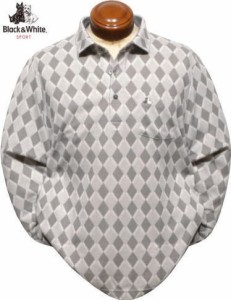 ブラックアンドホワイト 長袖ポロシャツ メンズ BGF9343XC 日本製 吸湿発熱 UVカット 家庭洗濯可 長袖シャツ L