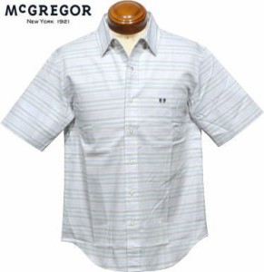 【セール】 マクレガー 半袖シャツ メンズ 111162503 パナマボーダー柄 半袖カジュアルシャツ M.L.LL