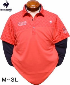 ルコックゴルフ 半袖ポロシャツ メンズ QGMXJA00W インナー付き 吸汗速乾 UVカット ストレッチ 半袖シャツ 2024年春夏新作 L/3L