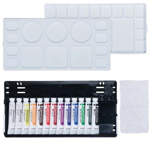 ニッカー ポスターカラー fun 12ml Sセット 絵の具＋ミニ布巾セット 【 NICKER 絵具 絵の具 中学校 中学生 絵の具セット 】