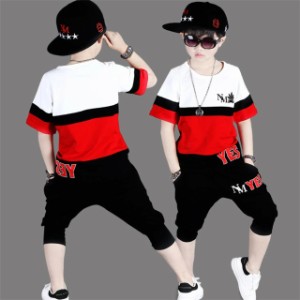 ダンス衣装 セットアップ 子供服 男の子 2点セット 半袖Tシャツ パンツ 運動服 夏  hiphop 発表会 ジュニア 110 120 130 140 150 160