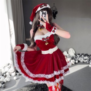 クリスマス コスプレ レディース セクシーワンピース (5点セット) Christmas サンタ服 仮装 大人用 新作