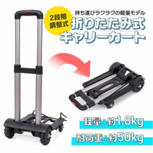 キャリーカート 折りたたみ 軽量 耐荷重50kg アウトドア 折り畳み コンパクト 固定ロープ 台車 旅行 運動会 キャンプ 防災用品