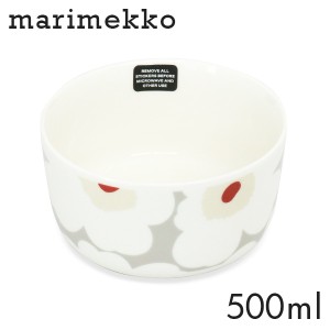 Marimekko マリメッコ Unikko ウニッコ お皿 ボウル 500ml ホワイト×ライトグレー×レッド×イエロー ボウル皿 食器