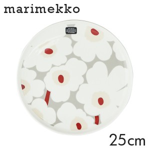 Marimekko マリメッコ Unikko ウニッコ お皿 プレート 25cm ホワイト×ライトグレー×レッド×イエロー ディッシュ 皿 食器