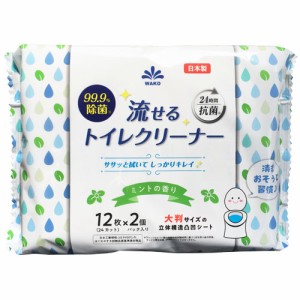 和光製紙 トイレ用掃除シート 99.9％除菌流せるトイレクリーナー ミントの香り 12枚入×2P トイレ 流せる 掃除シート 洗浄シート 掃除 清