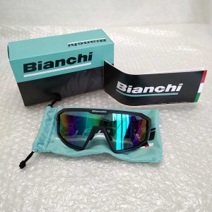 【中古・未使用品】Bianchi ビアンキ 一眼フルリム  ロードバイク サングラス ブラック/チェレステ 定価22000円 JP213R2901 メンズ