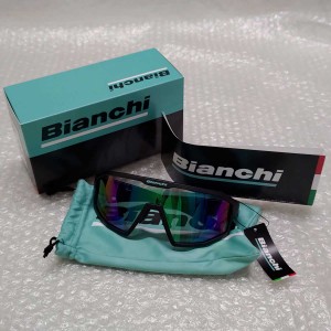 【中古・未使用品】Bianchi ビアンキ 一眼フルリム  ロードバイク サングラス ブラック/チェレステ 定価22000円 JP213R2901 メンズ