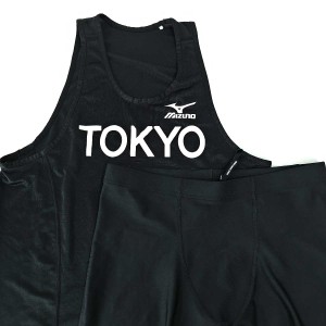 【中古】[上下セット] 陸上 東京代表 ミズノ ジレーシングシャツ O ナイキ ランパン L O メンズ