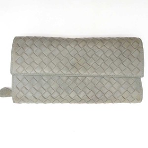 【中古】ボッテガ・ヴェネタ BOTTEGA VENETA 150509-V0013 長財布 イントレチャート ボッテガヴェネタ カーキ BOTTEGA VENETA