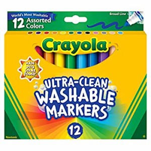 【未使用 中古品】クレヨラ (Crayola) マーカー 水で落とせるマーカーペン 12色 太字 正規品 (中古品)