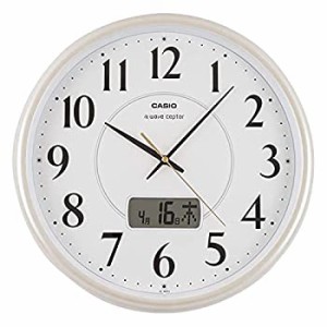 【中古品】CASIO(カシオ) 掛け時計 電波 シャンパン 直径34cm アナログ カレンダー 表(中古品)