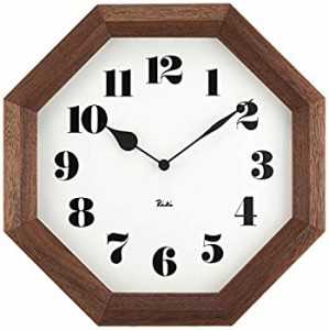 【中古品】レムノス 掛け時計 木枠 ウォールナット ブラウン 八角の時計 WR11-01 Lemn(中古品)