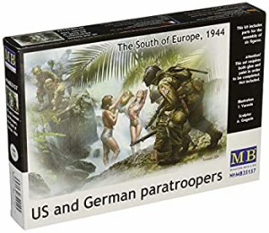 【中古品】マスターボックス 1/35 米独・降下兵各2体南欧1944-沐浴中女性2体付 プラモ(中古品)